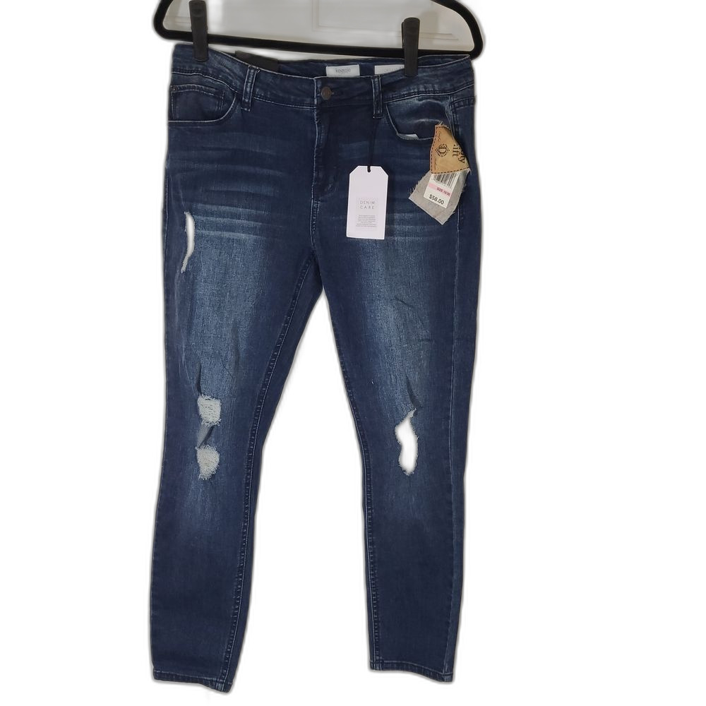Kensie Blue Skinny Jeans with Distressed Details